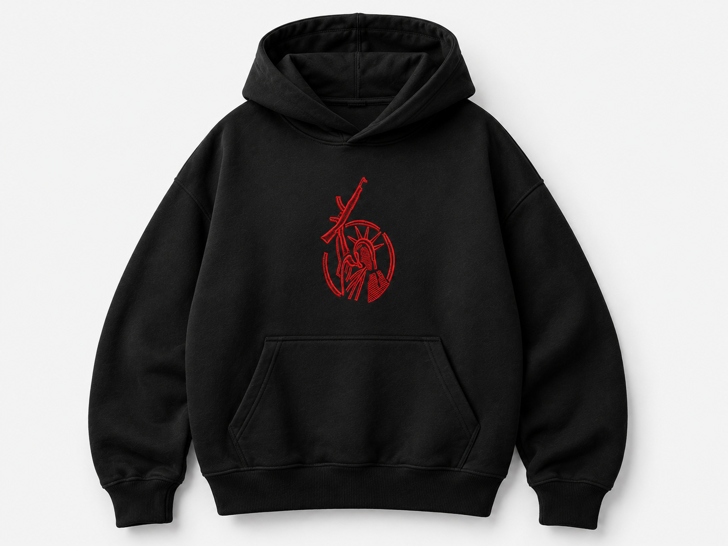 Sort streetwear hoodie med grafisk design