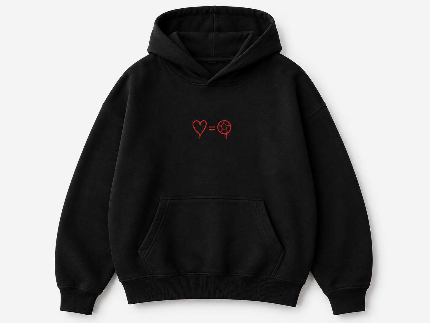 Sort hoodie med I Love Football grafisk trykk